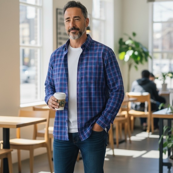 Kenneth Cole Reaction Other - Kenneth Cole Reaction Purple Plaid Button Shirt